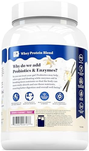 Vitauthority Whey Protein Powder for Women Whey Isolate Probiotics and Enzymes Supports Digestion Nutrient Absorption and Energy Post Workout and Daily Nutrition 30 Servings