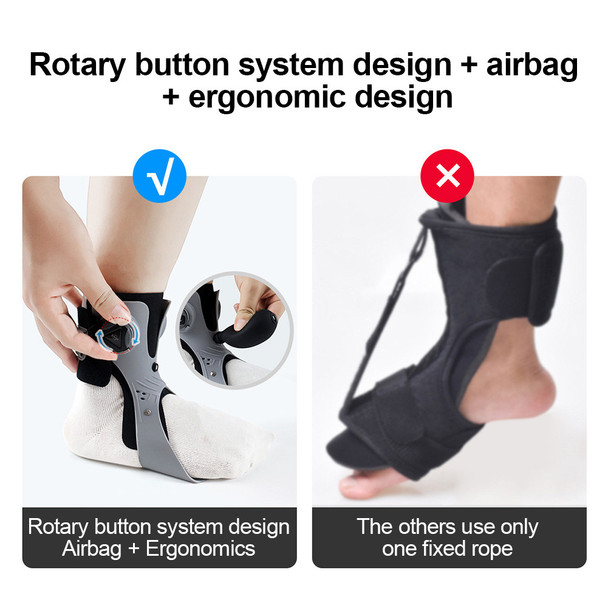 PAPLUS Ankle Joint Foot Orthosis Foot Drop Support Brace Weightlight Easy Wearing Adjustable Tightness Improve Foot Drop for Paralysis - Black Left - Size: M