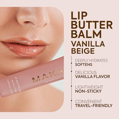 Makari Vanilla Beige Lip Butter Balm 0.5 oz Lightweight Lip Moisturizer Non Sticky Lip Balm for Daily Lip Care  Smooth Soft Feel