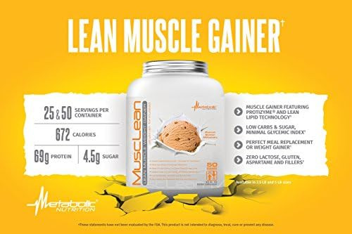 Metabolic Nutrition - Musclean - Milkshake, Whey High Protein Meal Replacement, Maintenance Nutrition, Low Carb, Keto Diet, Digestive Enzymes, 2.5 Pound (25 ser)