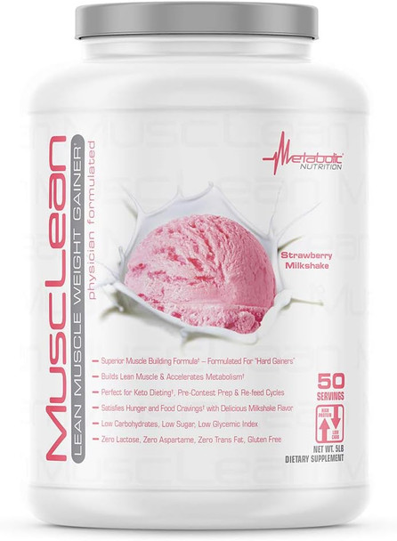 Metabolic Nutrition - Musclean - Milkshake, Whey High Protein Meal Replacement, Maintenance Nutrition, Low Carb, Keto Diet, Digestive Enzymes, 5 Pound (50 ser)