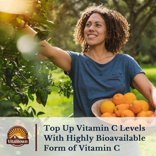 Vitalitown Vitamin C Complex 1000mg with Rose HIPS, Bioflavonoids, Turmeric & Echinacea, Daily Immune Support, Collagen Booster & Powerful Antioxidant, Vegan