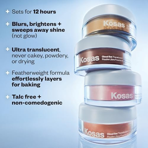 Kosas Cloud Set Loose Setting Powder  Talc Free Translucent Face Powder for Oil Control