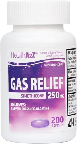 HealthA2Z Gas Relief Simethicone 250mg Fast Acting Gas Relief Bloating Pressure Discomfort