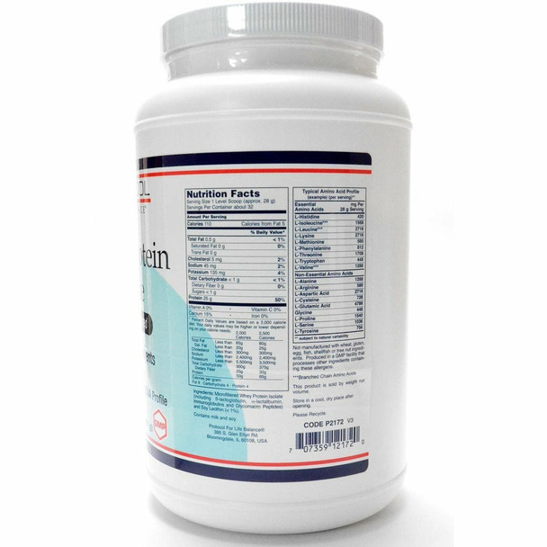 Whey Protein Isolate 2 lbs by Protocol For Life Balance