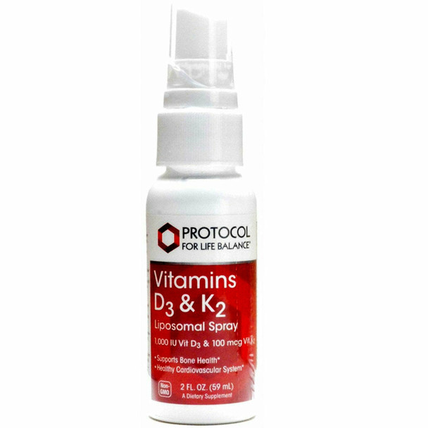 Vitamins D3 & K2 Liposomal Spray 2 Fl Oz By Protocol For Life Balance