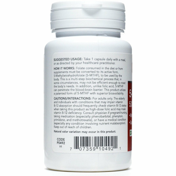 5-Methyl Folate 5,000 Mcg 50 Vcaps By Protocol For Life Balance