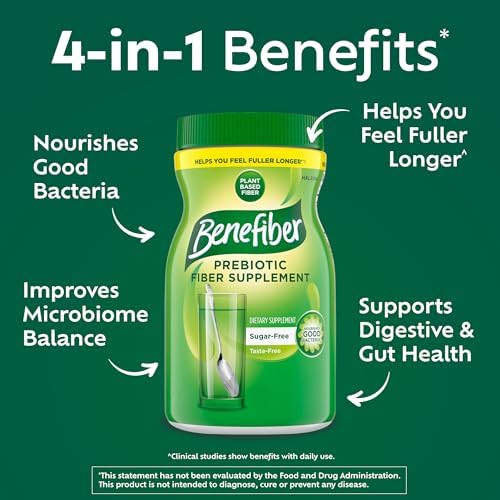 Benefiber Daily Prebiotic GLP1 Friendly Fiber Supplement Powder for Digestive Health Unflavored 250 Teaspoons