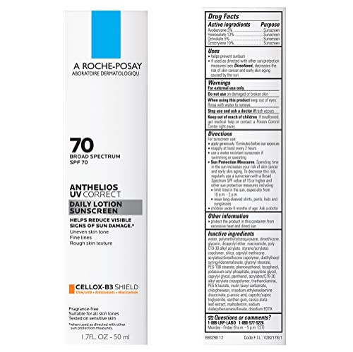 La Roche-Posay RochePosay Anthelios Uv Correct Sunscreen Moisturizer Spf 70 Daily AntiAging Face