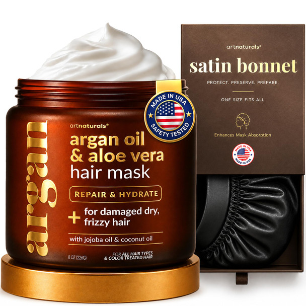 Artnaturals 2Step Deep Repair Hair Mask For Damaged Hair Intensive Treatment For Treated Hair Argan Oil Deep 8 Oz