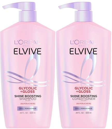 LOreal Paris Elvive Glycolic + Gloss Shine Boosting Shampoo And Conditioner Set Cleanses 56 Fl Oz
