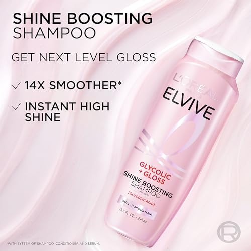 LOreal Paris Elvive Glycolic + Gloss Shine Boosting Shampoo And Conditioner Set Cleanses 56 Fl Oz