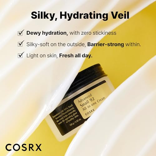 Cosrx Snail Mucin 92% Face Moisturizer Lightweight Moisturing Cream For Soft Glowy 3.52 Oz