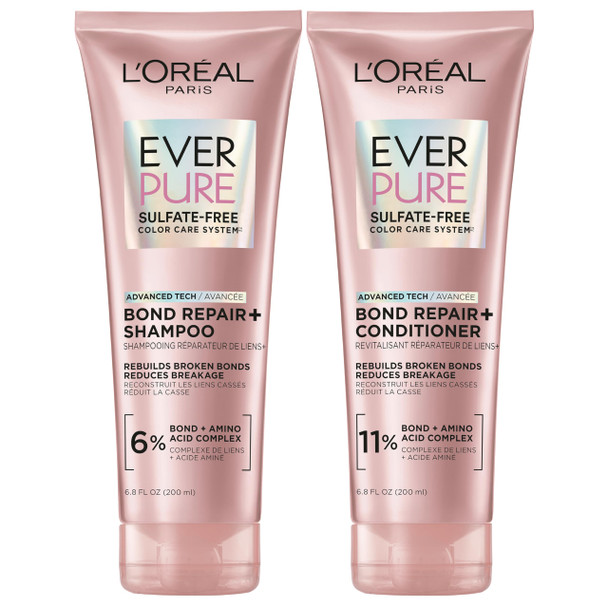 LOreal Paris Sulfate Bond Repair+ Shampoo And Conditioner Set With Bond + Treated Hair Everpure 13.6 Fl Oz
