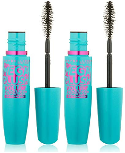 Maybelline York Volum Express The Mega Plush Waterproof Mascara Very Black 0.3 Oz Pack Of 2