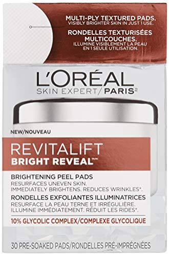 LOreal Paris LOr Al Paris Revitalift Bright Reveal AntiAging Exfoliating Peel Pads With 30 Count Pack Of 1