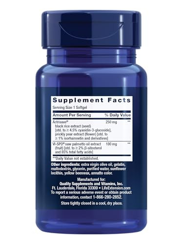 Life Extension Hair Growth For Men Actrisave Prickly Pear And Black Rice ViSpo 30 Softgels