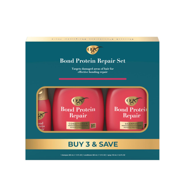 Ogx Repair and Protect Bond Protein Repair Haircare Set Lightweight Shampoo and