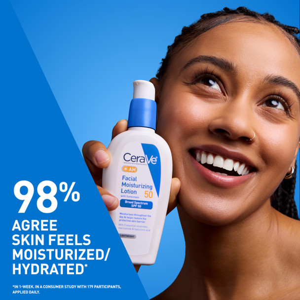 Cerave Am Facial Moisturizing Lotion Spf 50 Face Moisturizer With Spf Hyaluronic 3 Oz