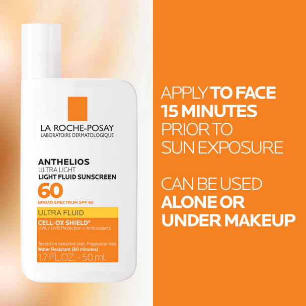 La Roche-Posay Anthelios Light Fluid Facial Sunscreen Spf 60 Lightweight Sunscreen For Face