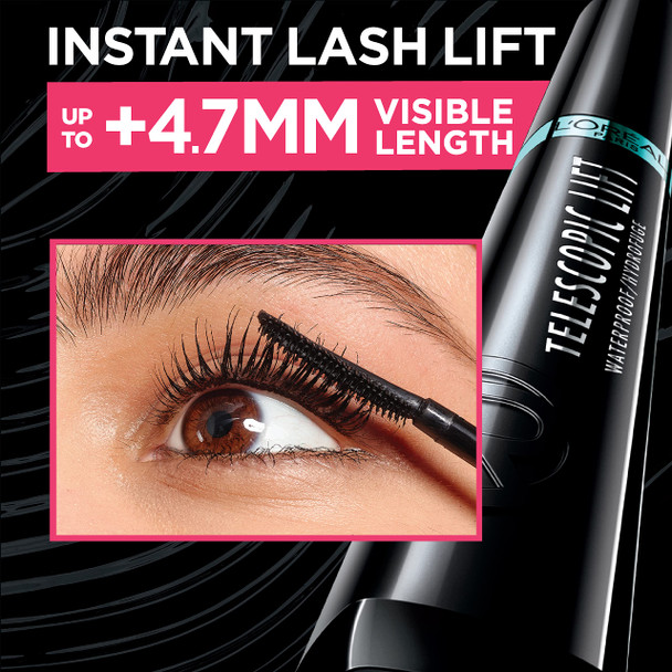 LOreal Paris Telescopic Lift Mascara Lengthening And Volumizing Eye Makeup Lash Lift With 0.33 Fl Oz