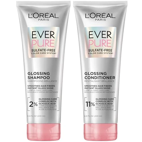 LOreal Paris L Oreal Paris Sulfate Glossing Shampoo And Conditioner Set With Treated Hair Everpure 13.6 Fl Oz