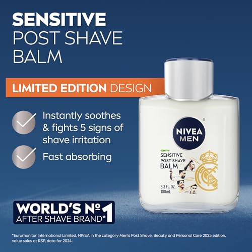 Nivea Men Real Madrid Limited Edition Design Sensitive Post Shave Balm With 3.3 Fl Oz