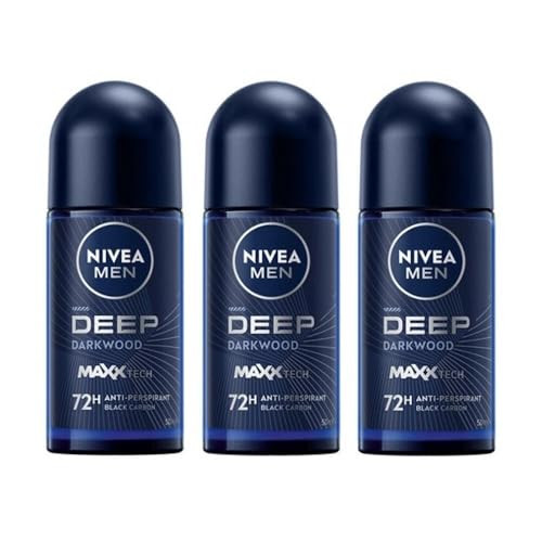Nivea Men Deep Darkwood RollOn AntiPerspirant Pack Of 3 50 Ml Pack Of 3