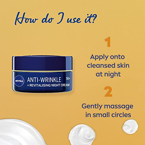 Nivea AntiWrinkle Restorative Night Cream 55+ Rich Regenerating Moisturizer With Avocado Oil 50 Ml