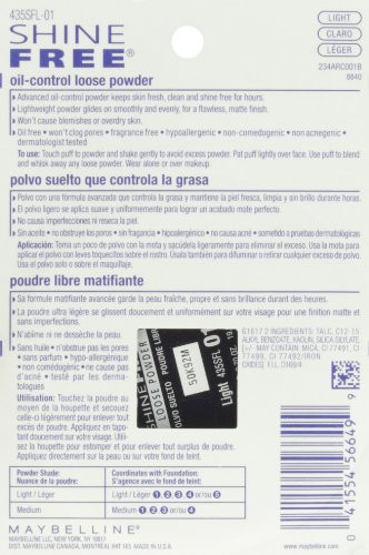 Maybelline York Shine OilControl Loose Powder Light Advanced 100% OilFree 0.7 Ounces