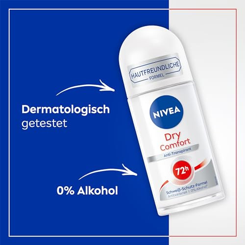 Nivea Women Dry Comfort RollOn Antiperspirant Deodorant AlcoholFree Formula Gentle Fragrance Daily 50 Ml