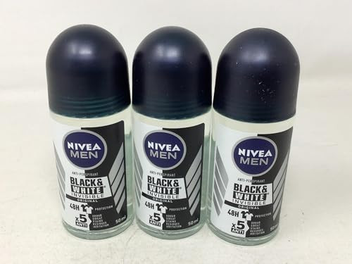Nivea For Men Deodorant Roll On Invisible BandW Power Pack Of 3 1.69 Oz Pack Of 3