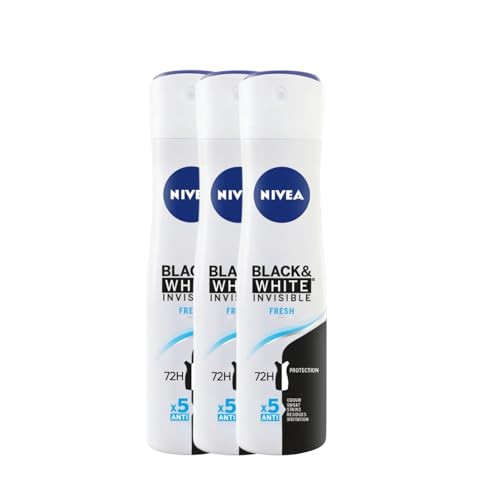 Nivea Invisible For Black and White Fresh Deodorant Spray AntiPerspirant For Women 150Ml 3 Pack