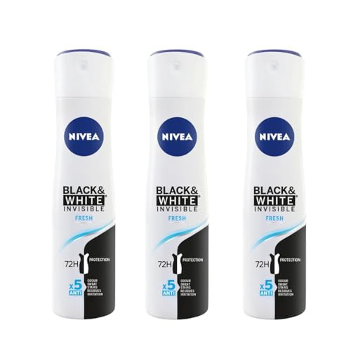 Nivea Invisible For Black and White Fresh Deodorant Spray AntiPerspirant For Women 150Ml 3 Pack