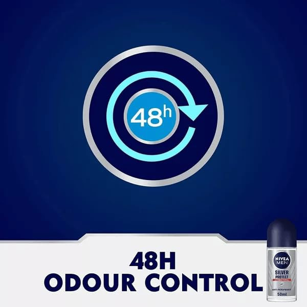 Nivea Men Silver Protect RollOn Deodorant LongLasting Freshness Quick Dry Gentle On 50Ml Pack Of 2