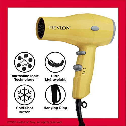 Revlon Compact Hair Dryer 1875W Lightweight Design Perfect For Travel Yellow Plastic