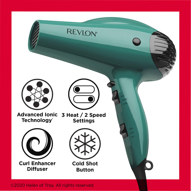 Revlon Volume Booster Hair Dryer 1875W For Voluminous Lift And Body Green