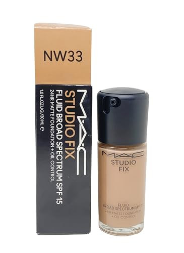 Mac Studio Fix Fluid Spf15 24Hr Matte Foundation + Oil Control Nw33 1 Fl Oz
