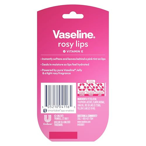 Vaseline Lip Therapy Rosy Lips Mini For Dry Chapped Lips Moisturizing Tinted 0.5 Oz 2 Ct