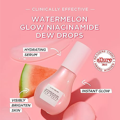 Glow Recipe Niacinamide Dew Drops Facial Serum and Illuminating Makeup Primer + Watermelon 40 Ml