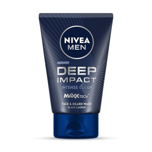 Nivea Men Deep Impact Intense Clean Face And Beard Wash Black Carbon 100 Ml