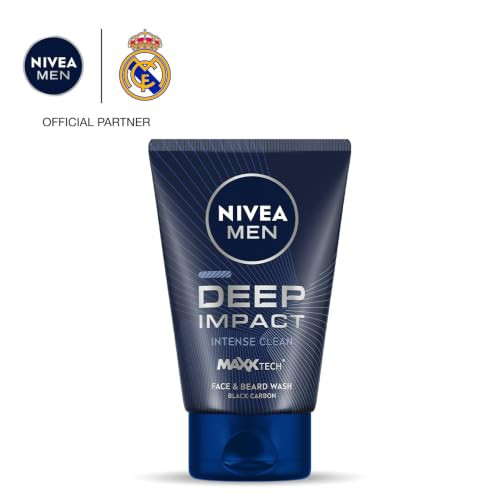 Nivea Men Deep Impact Intense Clean Face And Beard Wash Black Carbon 100 Ml