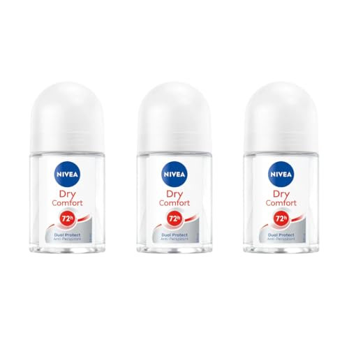 Nivea Dry Comfort RollOn Deodorant 72H Sweat and Odor Protection Quick Dry 25Ml 3 Pack
