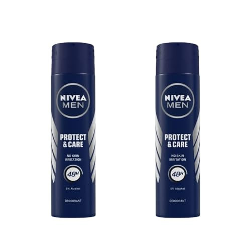 Nivea Men Protect and Care AntiPerspirant Deodorant Spray 0% Alcohol 48H Odor 150Ml Pack Of 2
