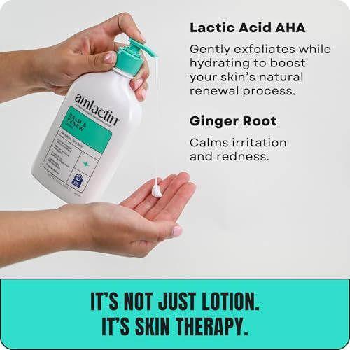 Amlactin Calm and Renew Lotion Therapeutic Body And Face Moisturizer For Sensitive 14.1 Oz