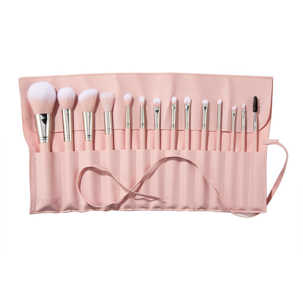 Colourpop Stone Cold Brush Roll Face and Eye Brush Set Face and Pop Stone Cold Brush Roll F 15 Count