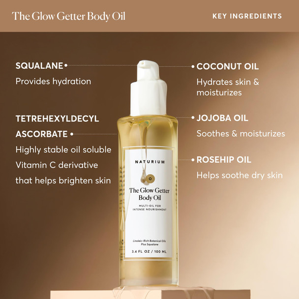 Naturium The Glow Getter Body Oil MultiOil For Intense Nourishment Hydrating and 3.4 Oz