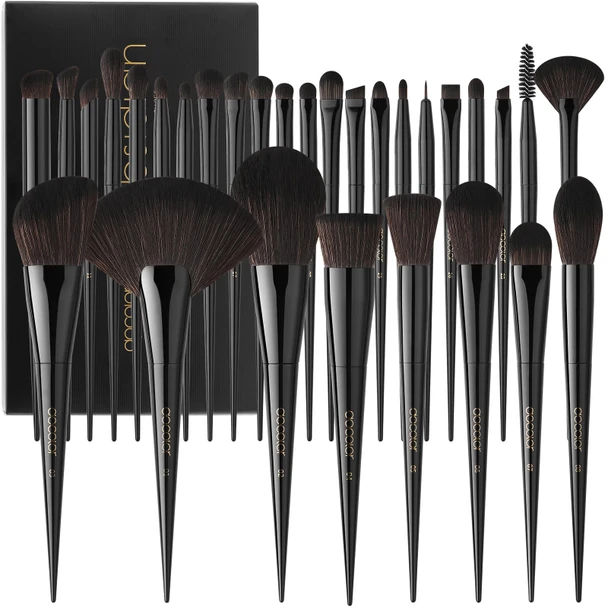 Docolor Makeup Brushes Set Professional Obsidian Makeup Brushes Premium Synthetic Powder Kabuki Makeup Brushes Set Professi 30Pcs