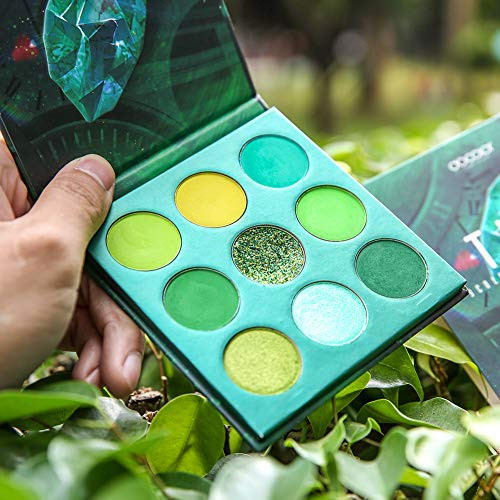 Docolor Eyeshadow Palette 9 Colors Green Eyeshadow Gemstone Shadow Palette Highly Pigmented Eyeshadow Palette