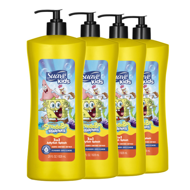 Suave Kids 3In1 bob Tear Body Wash Shampoo And Conditioners Dermatologist 28 Oz Pack Of 4